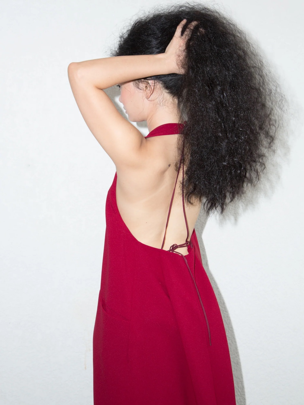Weed Halter Overall Pocket Dress W/ Removable Straps In Red — image 2 of 8